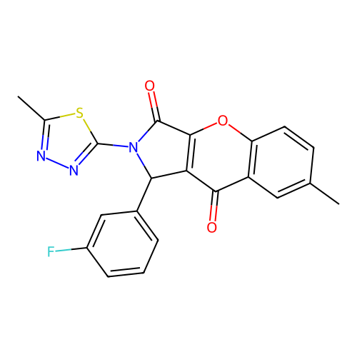 1-(3-fluorophenyl)-7-methyl-2-(5-methyl-1,3,4-thiadiazol-2-yl)-1,2-dihydrochromeno[2,3-c]pyrrole-3,9-dione structure
