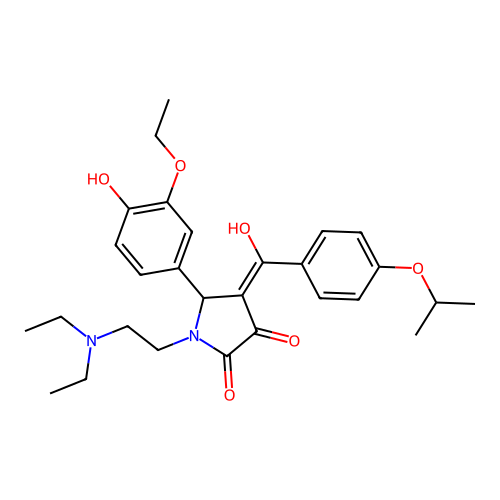 (4E)-1-(2-diethylaminoethyl)-5-(3-ethoxy-4-hydroxyphenyl)-4-[hydroxy-(4-propan-2-yloxyphenyl)methylidene]pyrrolidine-2,3-dione structure