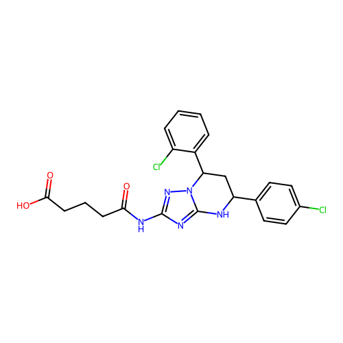 5-((7-(2-chlorophenyl)-5-(4-chlorophenyl)-4,5,6,7-tetrahydro-[1,2,4]triazolo[1,5-a]pyrimidin-2-yl)amino)-5-oxopentanoic acid structure
