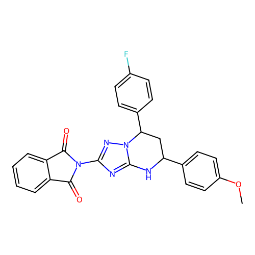 2-(7-(4-fluorophenyl)-5-(4-methoxyphenyl)-4,5,6,7-tetrahydro-[1,2,4]triazolo[1,5-a]pyrimidin-2-yl)isoindoline-1,3-dione structure