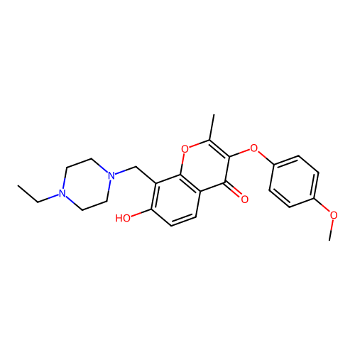 8-((4-ethylpiperazin-1-yl)methyl)-7-hydroxy-3-(4-methoxyphenoxy)-2-methyl-4H-chromen-4-one structure