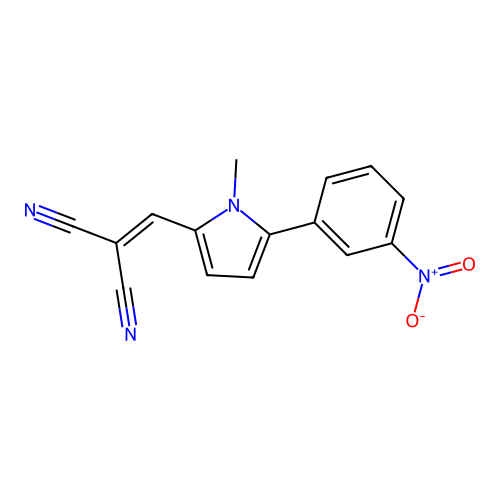 {[1-methyl-5-(3-nitrophenyl)-1H-pyrrol-2-yl]methylidene}propanedinitrile structure