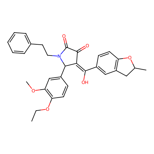 (4E)-5-(4-ethoxy-3-methoxyphenyl)-4-[hydroxy(2-methyl-2,3-dihydro-1-benzofuran-5-yl)methylidene]-1-(2-phenylethyl)pyrrolidine-2,3-dione structure