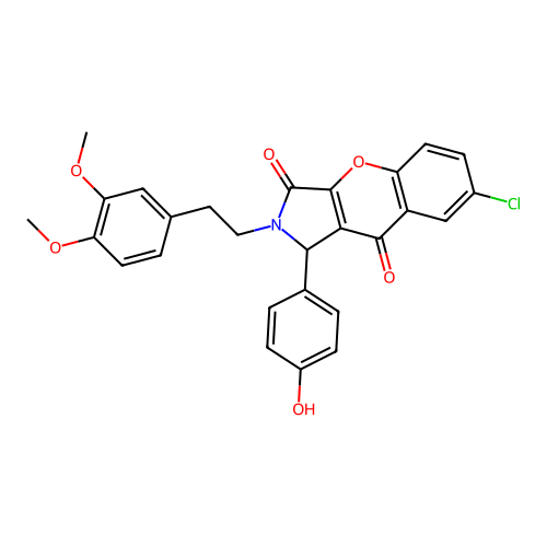 7-chloro-2-(3,4-dimethoxyphenethyl)-1-(4-hydroxyphenyl)-1,2-dihydrochromeno[2,3-c]pyrrole-3,9-dione structure