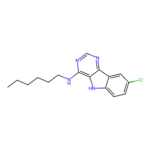 8-chloro-N-hexyl-5H-pyrimido[5,4-b]indol-4-amine structure