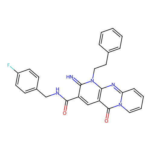 N-(4-fluorobenzyl)-2-imino-5-oxo-1-(2-phenylethyl)-1,5-dihydro-2H-dipyrido[1,2-a:2',3'-d]pyrimidine-3-carboxamide structure