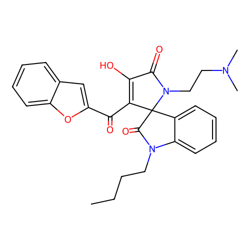 3'-(1-benzofuran-2-ylcarbonyl)-1-butyl-1'-[2-(dimethylamino)ethyl]-4'-hydroxyspiro[indole-3,2'-pyrrole]-2,5'(1H,1'H)-dione structure