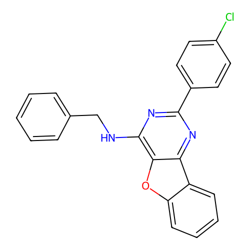 N-benzyl-2-(4-chlorophenyl)[1]benzofuro[3,2-d]pyrimidin-4-amine structure
