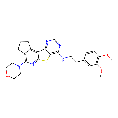 N-(3,4-dimethoxyphenethyl)-4-morpholino-2,3-dihydro-1H-cyclopenta[4',5']pyrido[3',2':4,5]thieno[3,2-d]pyrimidin-7-amine structure