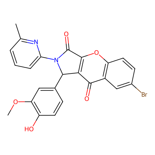 7-bromo-1-(4-hydroxy-3-methoxyphenyl)-2-(6-methylpyridin-2-yl)-1,2-dihydrochromeno[2,3-c]pyrrole-3,9-dione structure