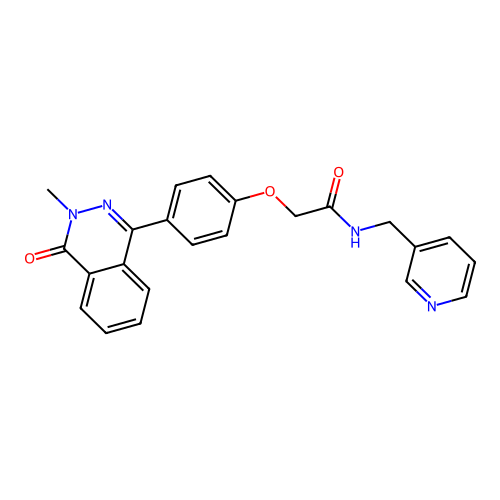2-(4-(3-methyl-4-oxo-3,4-dihydrophthalazin-1-yl)phenoxy)-N-(pyridin-3-ylmethyl)acetamide structure