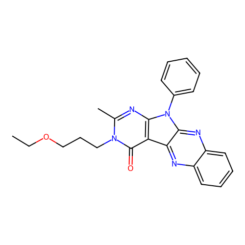 3-(3-ethoxypropyl)-2-methyl-11-phenyl-3,11-dihydro-4H-pyrimido[5',4':4,5]pyrrolo[2,3-b]quinoxalin-4-one structure