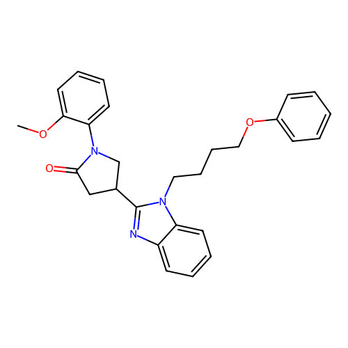 1-(2-methoxyphenyl)-4-[1-(4-phenoxybutyl)-1H-benzimidazol-2-yl]pyrrolidin-2-one structure