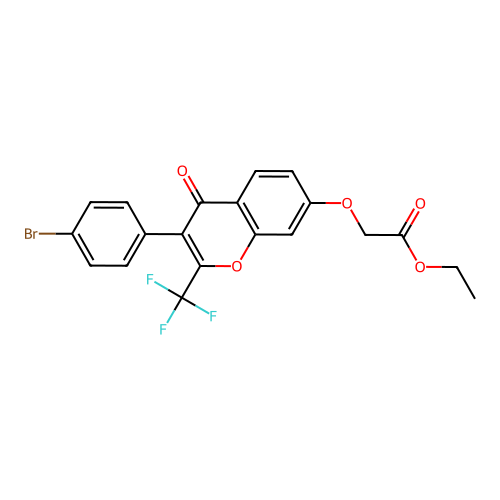 Ethyl 2-[3-(4-bromophenyl)-4-oxo-2-(trifluoromethyl)chromen-7-yl]oxyacetate structure