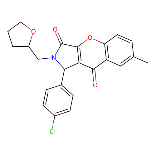 1-(4-chlorophenyl)-7-methyl-2-(oxolan-2-ylmethyl)-1H-chromeno[2,3-c]pyrrole-3,9-dione structure