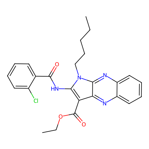 ethyl 2-(2-chlorobenzamido)-1-pentyl-1H-pyrrolo[2,3-b]quinoxaline-3-carboxylate structure