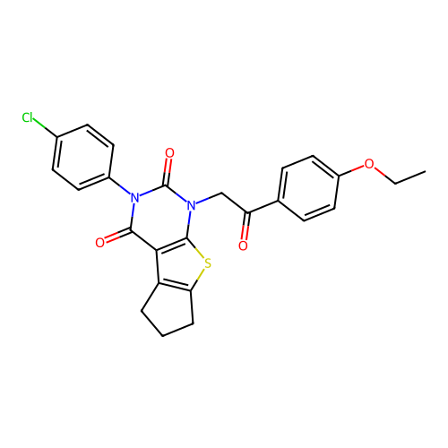 3-(4-chlorophenyl)-1-(2-(4-ethoxyphenyl)-2-oxoethyl)-6,7-dihydro-1H-cyclopenta[4,5]thieno[2,3-d]pyrimidine-2,4(3H,5H)-dione structure