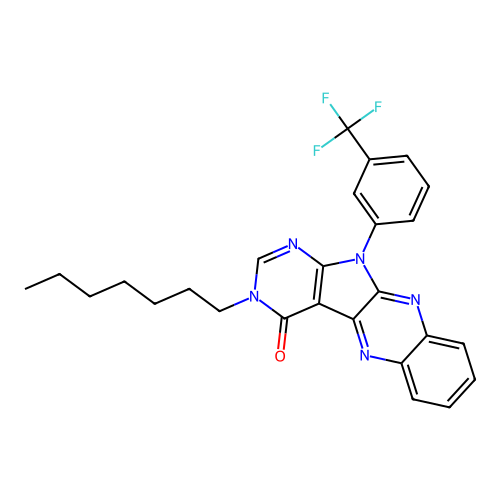 3-heptyl-11-(3-(trifluoromethyl)phenyl)-3H-pyrimido[5',4':4,5]pyrrolo[2,3-b]quinoxalin-4(11H)-one structure