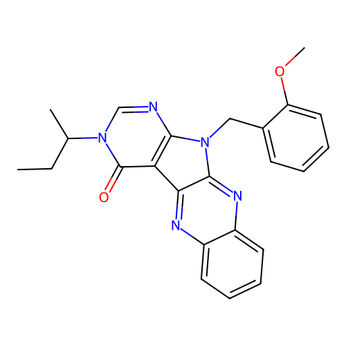 3-(butan-2-yl)-11-(2-methoxybenzyl)-3,11-dihydro-4H-pyrimido[5',4':4,5]pyrrolo[2,3-b]quinoxalin-4-one structure