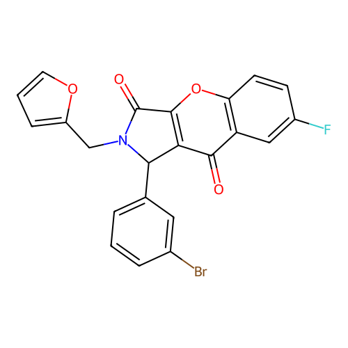 1-(3-bromophenyl)-7-fluoro-2-(furan-2-ylmethyl)-1,2-dihydrochromeno[2,3-c]pyrrole-3,9-dione structure