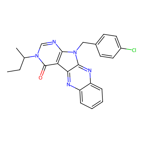 3-(butan-2-yl)-11-(4-chlorobenzyl)-3,11-dihydro-4H-pyrimido[5',4':4,5]pyrrolo[2,3-b]quinoxalin-4-one structure