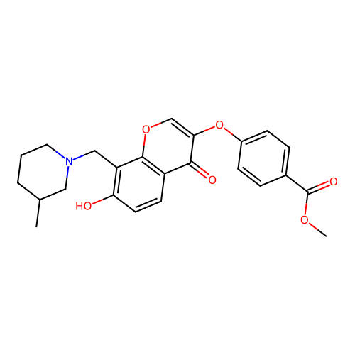Methyl 4-[7-hydroxy-8-[(3-methyl-1-piperidyl)methyl]-4-oxo-chromen-3-yl]oxybenzoate structure