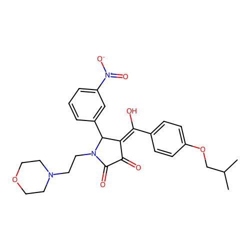 (4E)-4-[hydroxy-[4-(2-methylpropoxy)phenyl]methylidene]-1-(2-morpholin-4-ylethyl)-5-(3-nitrophenyl)pyrrolidine-2,3-dione structure