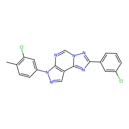 7-(3-chloro-4-methylphenyl)-2-(3-chlorophenyl)-7H-pyrazolo[4,3-e][1,2,4]triazolo[1,5-c]pyrimidine structure