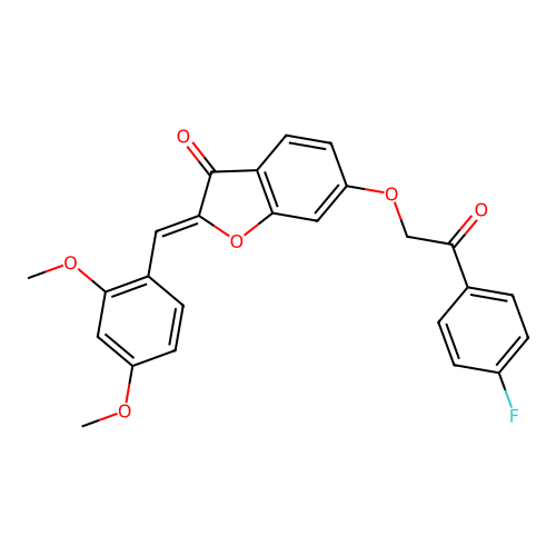 (Z)-2-(2,4-dimethoxybenzylidene)-6-(2-(4-fluorophenyl)-2-oxoethoxy)benzofuran-3(2H)-one structure