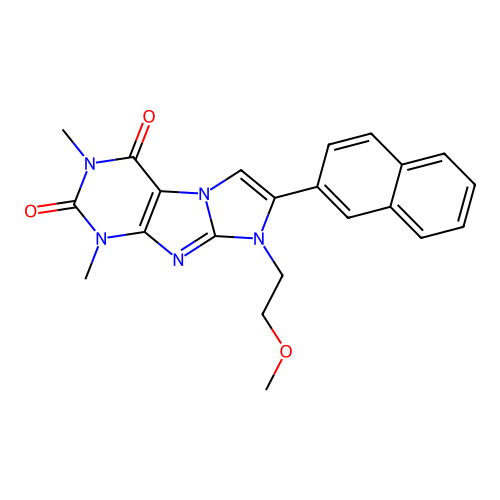 8-(2-methoxyethyl)-1,3-dimethyl-7-(naphthalen-2-yl)-1H-imidazo[2,1-f]purine-2,4(3H,8H)-dione structure