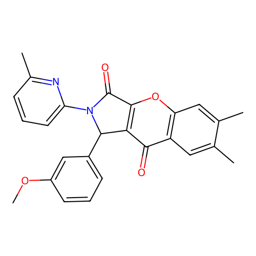 1-(3-methoxyphenyl)-6,7-dimethyl-2-(6-methylpyridin-2-yl)-1,2-dihydrochromeno[2,3-c]pyrrole-3,9-dione structure