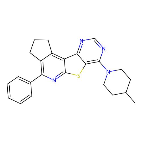 7-(4-methylpiperidin-1-yl)-4-phenyl-2,3-dihydro-1H-cyclopenta[4',5']pyrido[3',2':4,5]thieno[3,2-d]pyrimidine structure