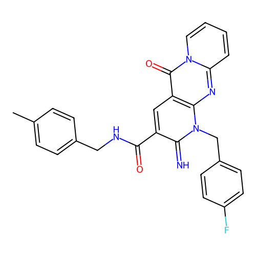 1-(4-fluorobenzyl)-2-imino-N-(4-methylbenzyl)-5-oxo-1,5-dihydro-2H-dipyrido[1,2-a:2',3'-d]pyrimidine-3-carboxamide structure