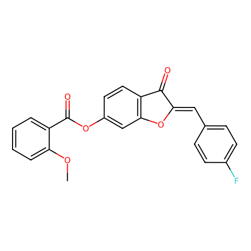 2-[(4-Fluorophenyl)methylene]-3-oxobenzo[3,4-b]furan-6-yl 2-methoxybenzoate structure