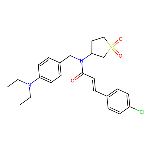 (2E)-3-(4-chlorophenyl)-N-[4-(diethylamino)benzyl]-N-(1,1-dioxidotetrahydrothiophen-3-yl)prop-2-enamide structure