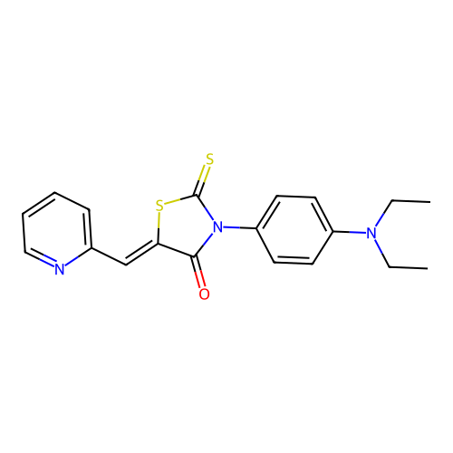 (Z)-3-(4-(diethylamino)phenyl)-5-(pyridin-2-ylmethylene)-2-thioxothiazolidin-4-one structure