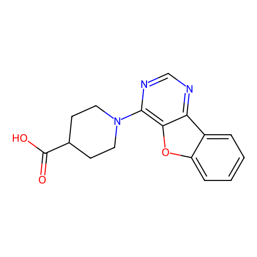1-([1]Benzofuro[3,2-d]pyrimidin-4-yl)piperidine-4-carboxylic acid structure