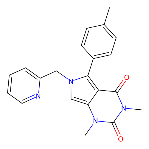 1,3-dimethyl-5-(4-methylphenyl)-6-(pyridin-2-ylmethyl)pyrrolo[3,4-d]pyrimidine-2,4-dione structure