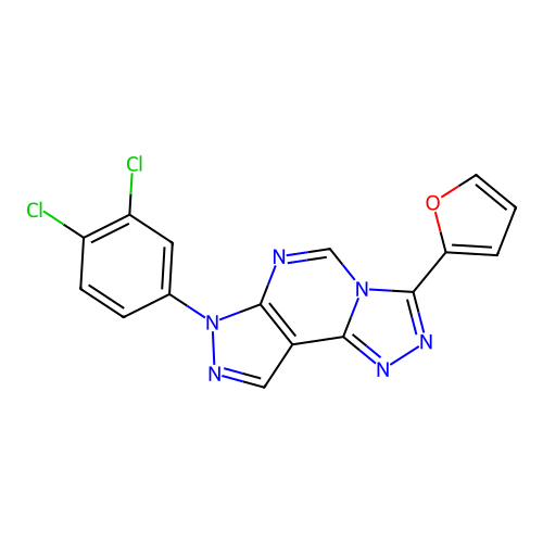7-(3,4-dichlorophenyl)-3-(furan-2-yl)-7H-pyrazolo[4,3-e][1,2,4]triazolo[4,3-c]pyrimidine structure