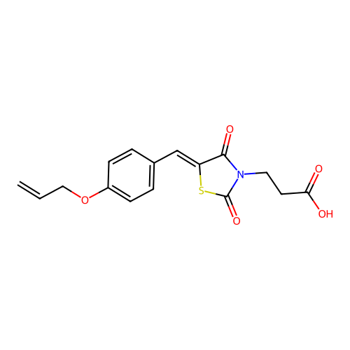 (Z)-3-(5-(4-(allyloxy)benzylidene)-2,4-dioxothiazolidin-3-yl)propanoic acid structure