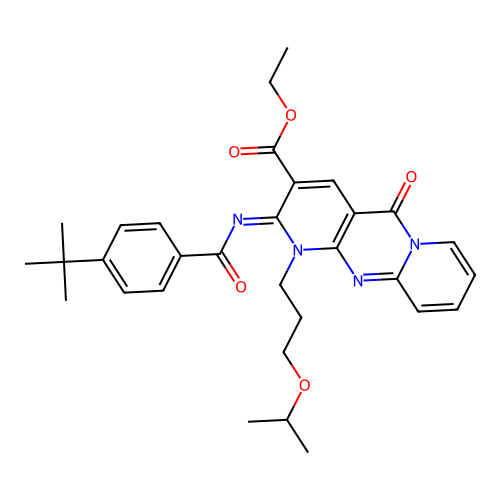 (Z)-ethyl 2-((4-(tert-butyl)benzoyl)imino)-1-(3-isopropoxypropyl)-5-oxo-2,5-dihydro-1H-dipyrido[1,2-a:2',3'-d]pyrimidine-3-carboxylate structure