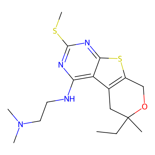 N-(12-Ethyl-12-methyl-5-methylsulfanyl-11-oxa-8-thia-4,6-diazatricyclo[7.4.0.02,7]trideca-1(9),2,4,6-tetraen-3-yl)-N',N'-dimethylethane-1,2-diamine structure