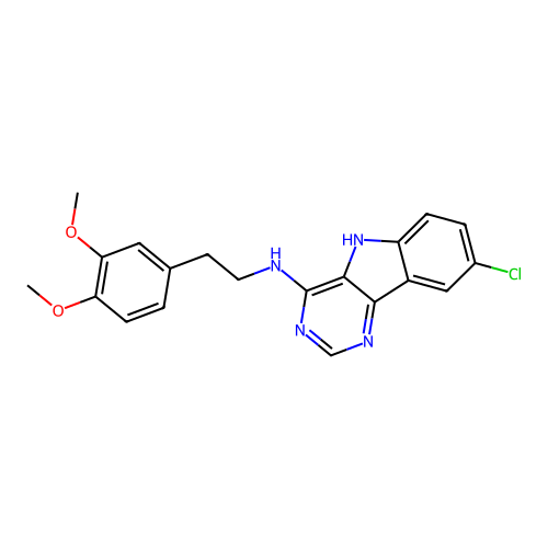 8-chloro-N-[2-(3,4-dimethoxyphenyl)ethyl]-5H-pyrimido[5,4-b]indol-4-amine structure