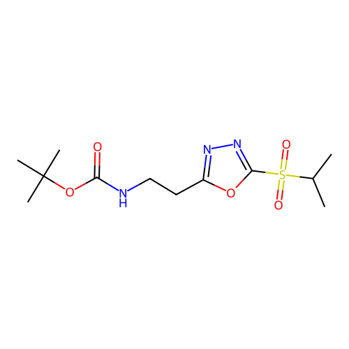 Tert-butyl {2-[5-(propan-2-ylsulfonyl)-1,3,4-oxadiazol-2-yl]ethyl}carbamate structure