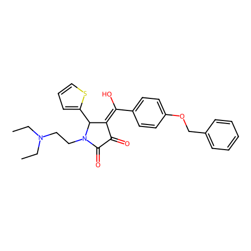 (4E)-1-(2-diethylaminoethyl)-4-[hydroxy-(4-phenylmethoxyphenyl)methylidene]-5-thiophen-2-ylpyrrolidine-2,3-dione structure