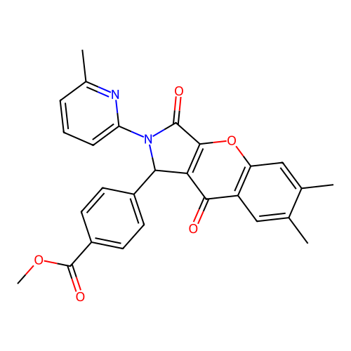 methyl 4-[6,7-dimethyl-2-(6-methylpyridin-2-yl)-3,9-dioxo-1,2,3,9-tetrahydrochromeno[2,3-c]pyrrol-1-yl]benzoate structure