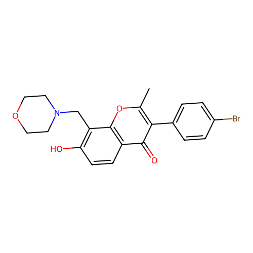3-(4-Bromophenyl)-7-hydroxy-2-methyl-8-(morpholin-4-ylmethyl)chromen-4-one structure