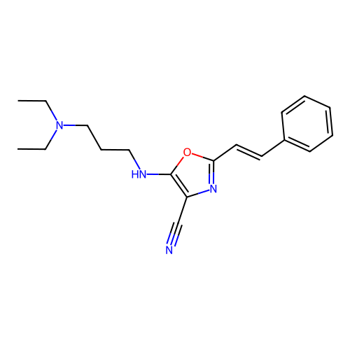 5-(3-Diethylamino-propylamino)-2-((E)-styryl)-oxazole-4-carbonitrile structure