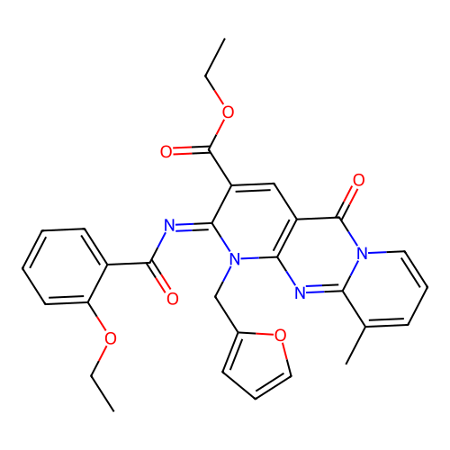 (Z)-ethyl 2-((2-ethoxybenzoyl)imino)-1-(furan-2-ylmethyl)-10-methyl-5-oxo-2,5-dihydro-1H-dipyrido[1,2-a:2',3'-d]pyrimidine-3-carboxylate structure