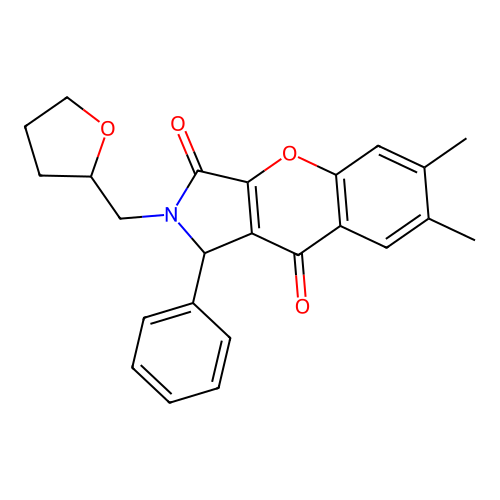 6,7-dimethyl-2-(oxolan-2-ylmethyl)-1-phenyl-1H-chromeno[2,3-c]pyrrole-3,9-dione structure